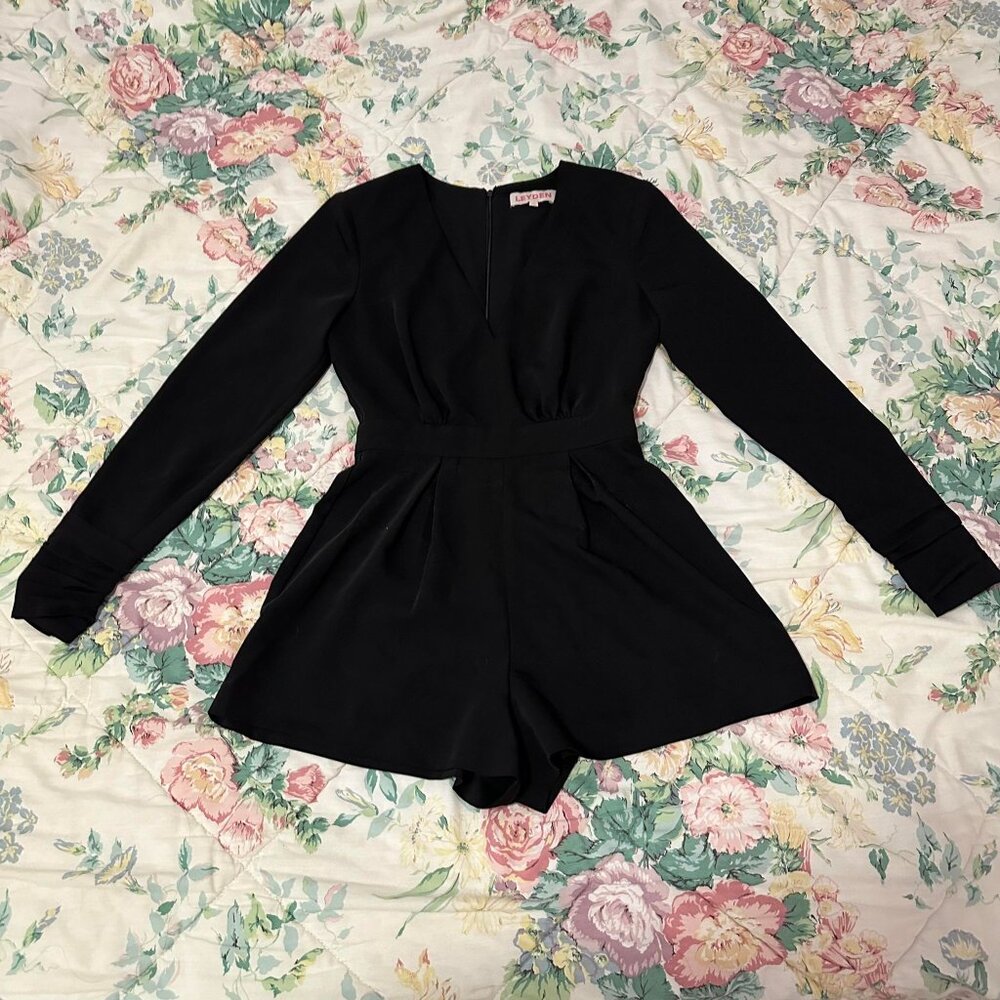 LEYDEN Black Romper with Shoulder Pads - Size XS (NWOT)